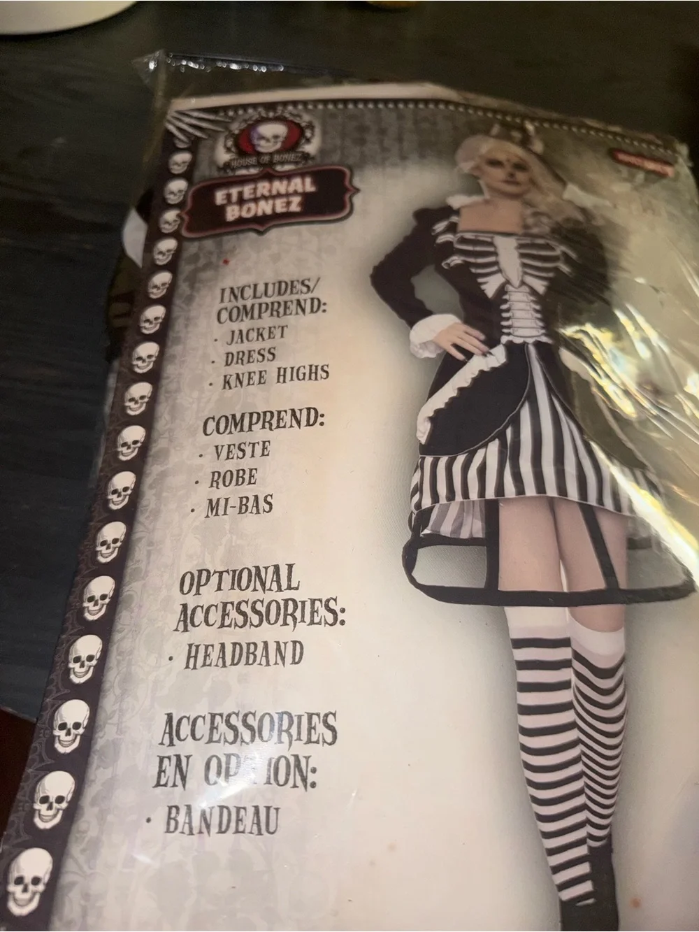 Girls Black & White Skeleton Costume Jacket Dress